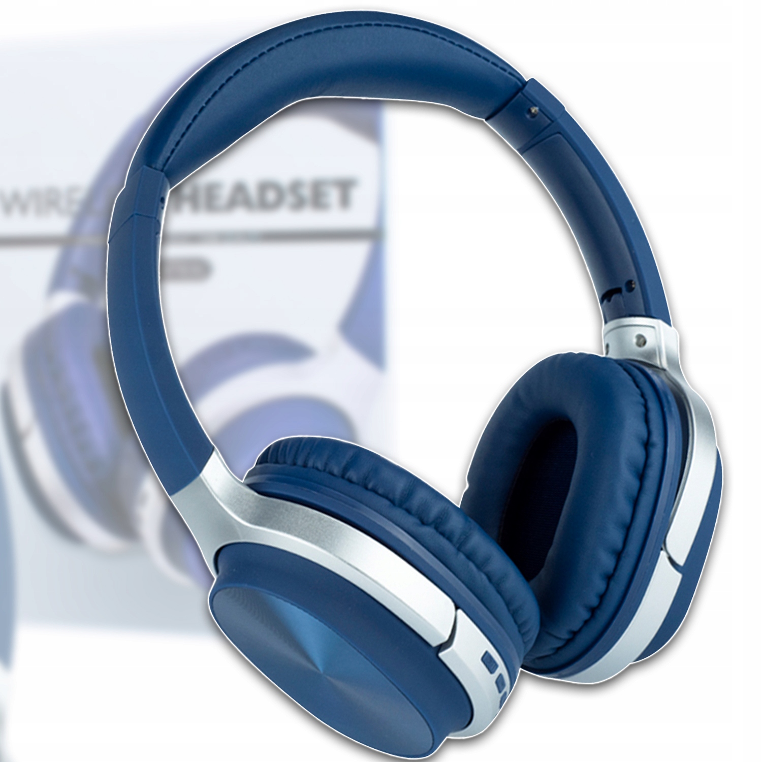 Modré Bezdrátové Bluetooth Sluchátka S Pohodlnými Náušníky A Mikrofonem