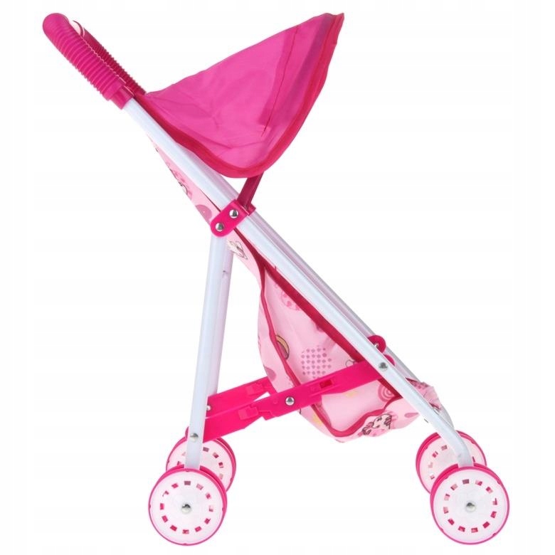 WÓZEK SPACEROWY Z LALKĄ LEKKI METALOWY SKŁADANY RÓŻ SPACERÓWKA LALKA MÓWI Marka Nobo Kids