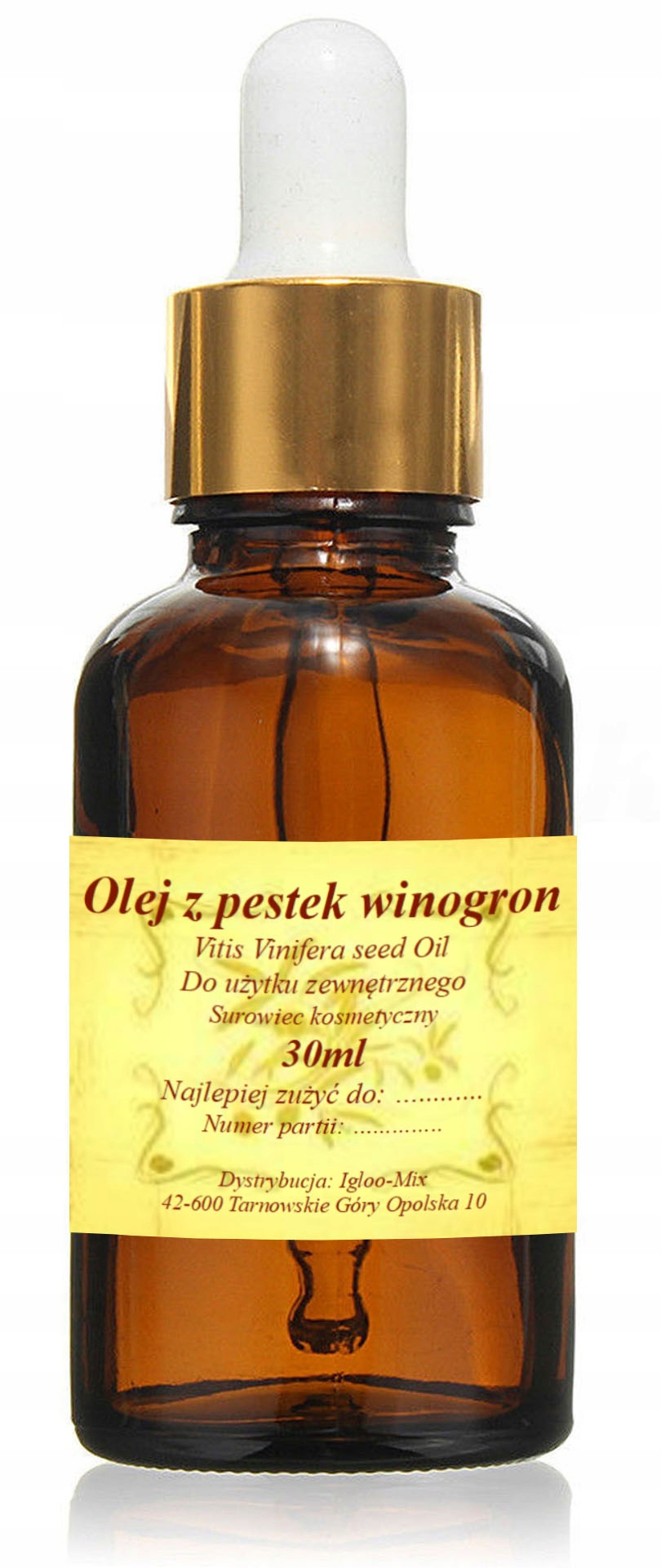 

Olej z Pestek Winogron 30ml z pipetą zimnotłoczony