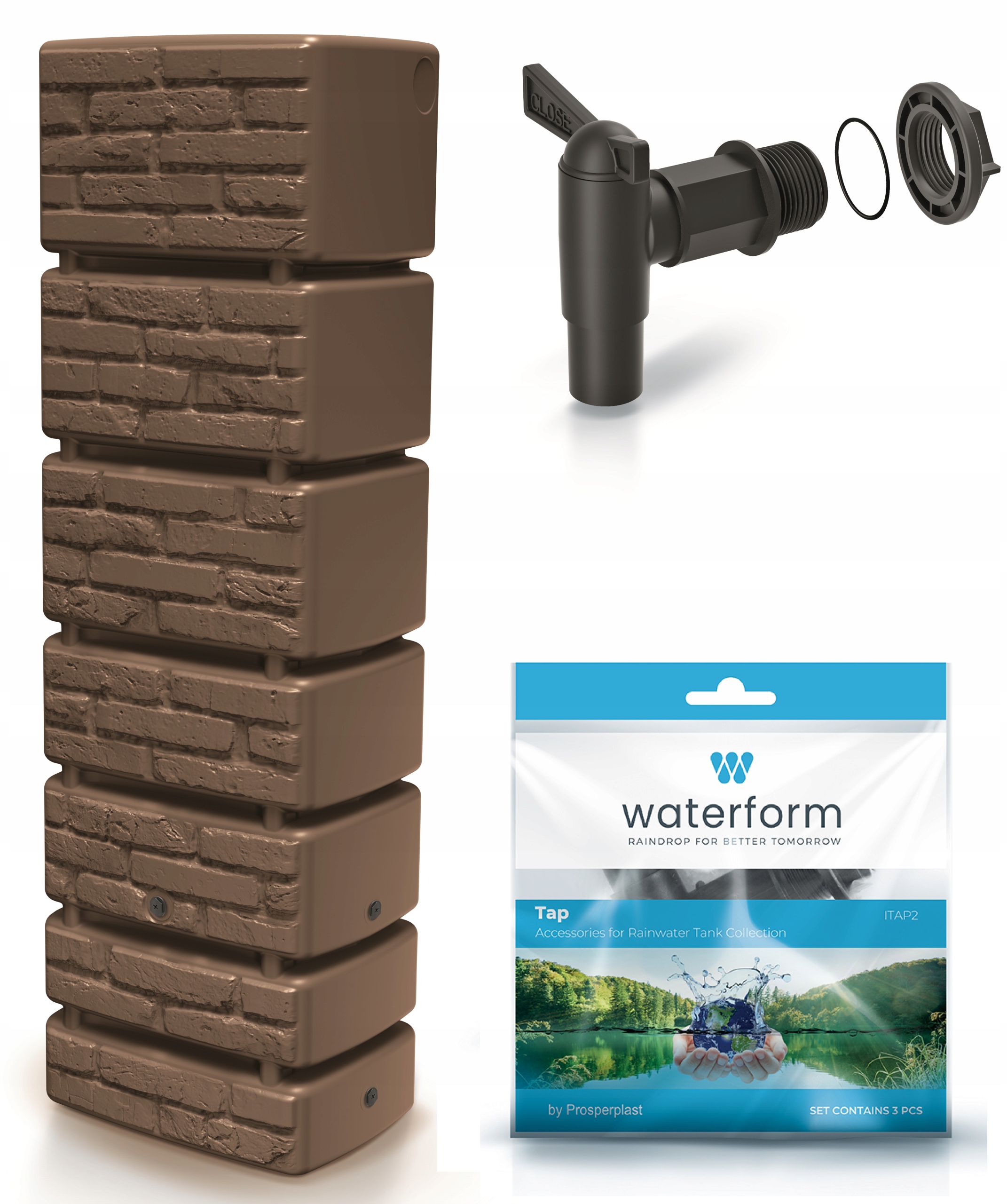 Zbiornik na deszczówkę TOWER BRICK IDTB350 | Rustykalna cegła — 6