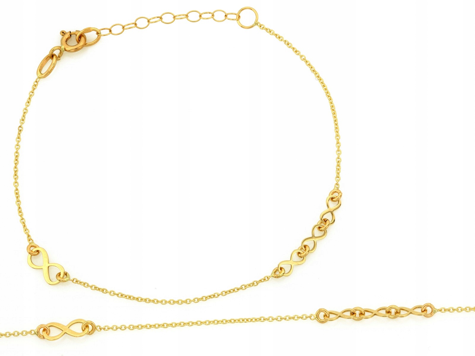 Zlatý náramek 585 jemný s nekonečnem 19 Cm jako dárek 0.98 g
