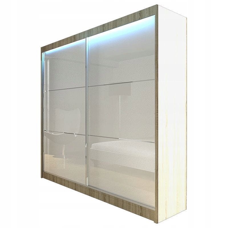 Szafa przesuwna V szer.200 cm Biała Kolor mebla biały