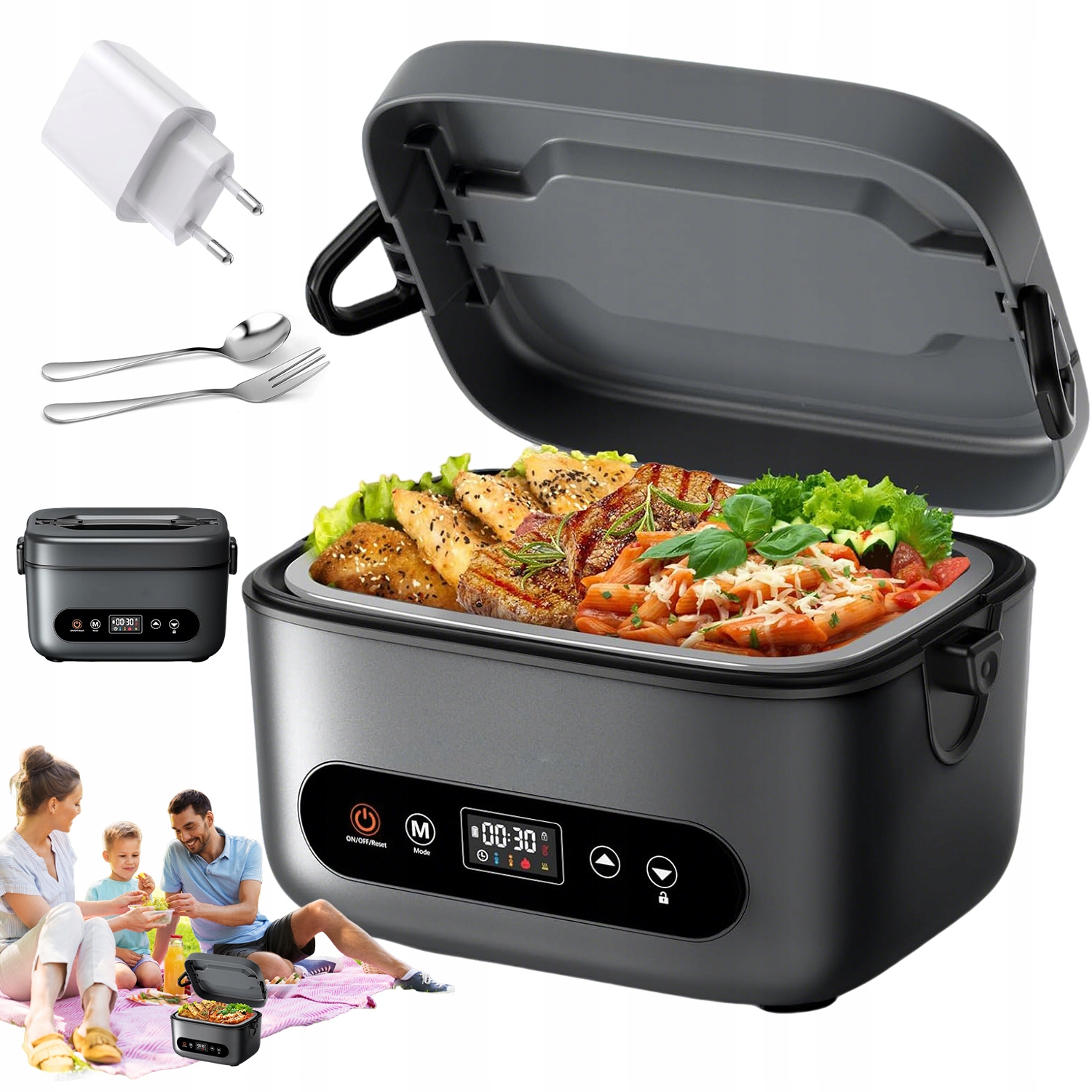 Elektrický Obědový Krabička 1 2L Usb Chytrý 4 Režimy Ohřevu