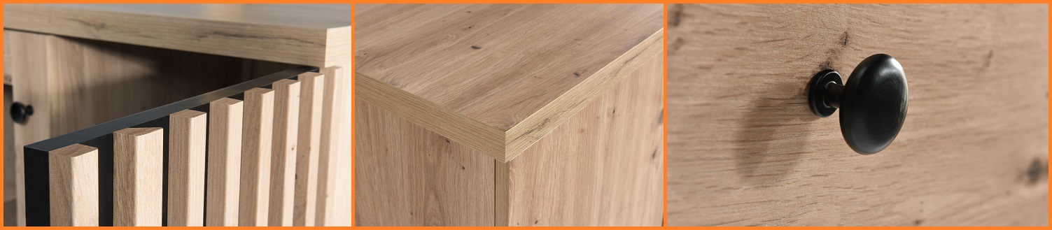 meble witryna loft duża z szufladami nogi Cali 02 Głębokość mebla 40.6 cm