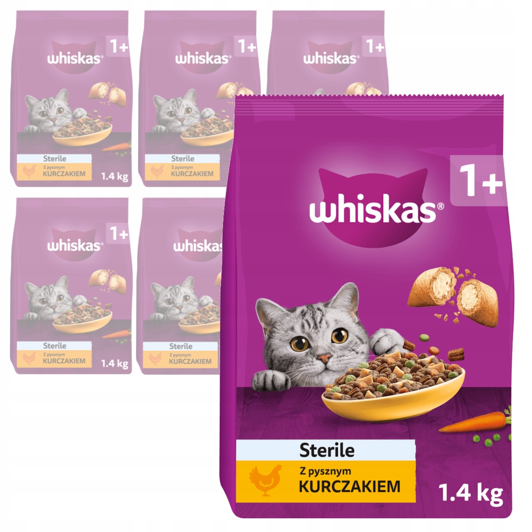 Whiskas 1+ Sterilní krmivo s kuřecím masem 6x1,4 kg Krmivo Pro Kočky po sterilizaci