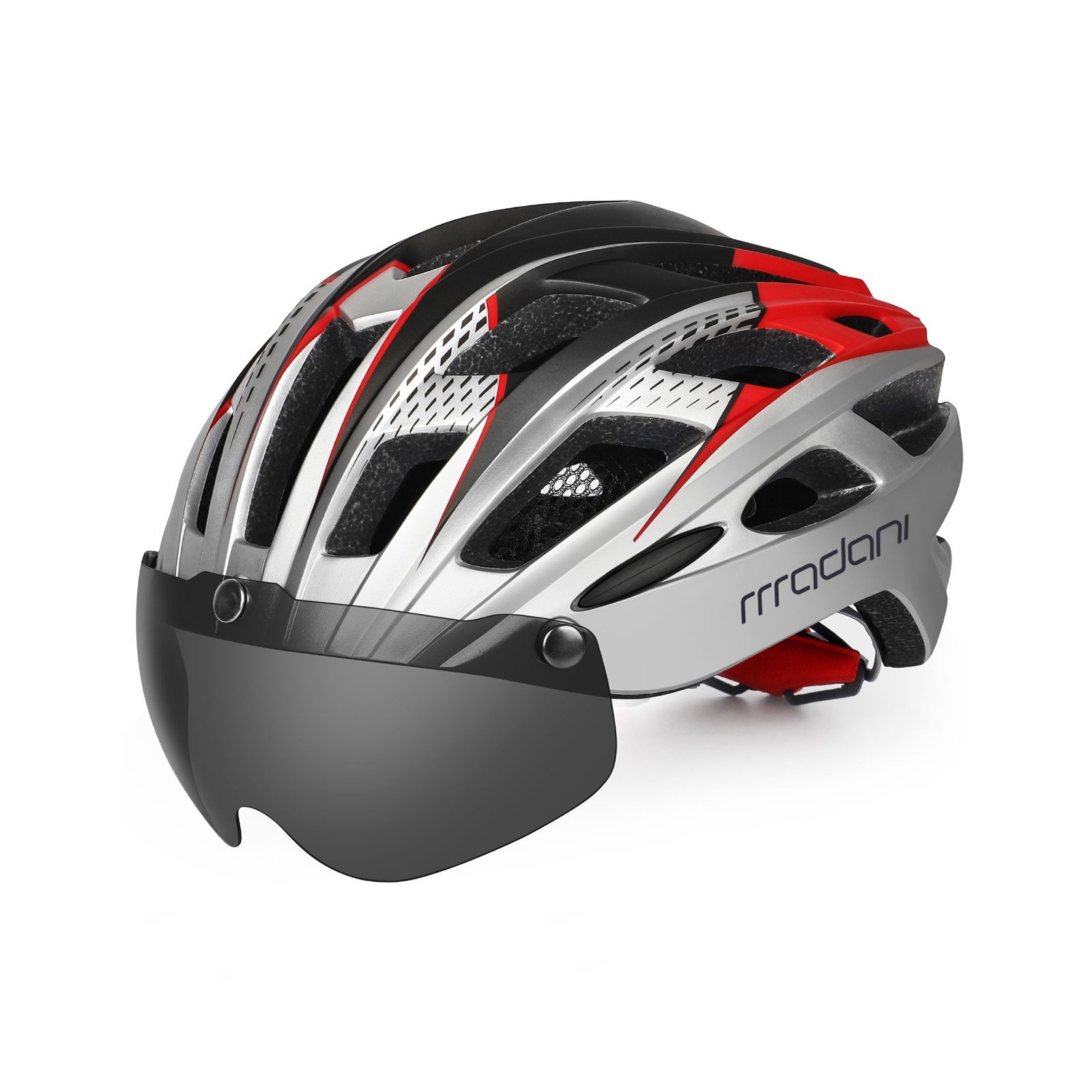 

Kask rowerowy z szybą fotochromową HT19 srebrny