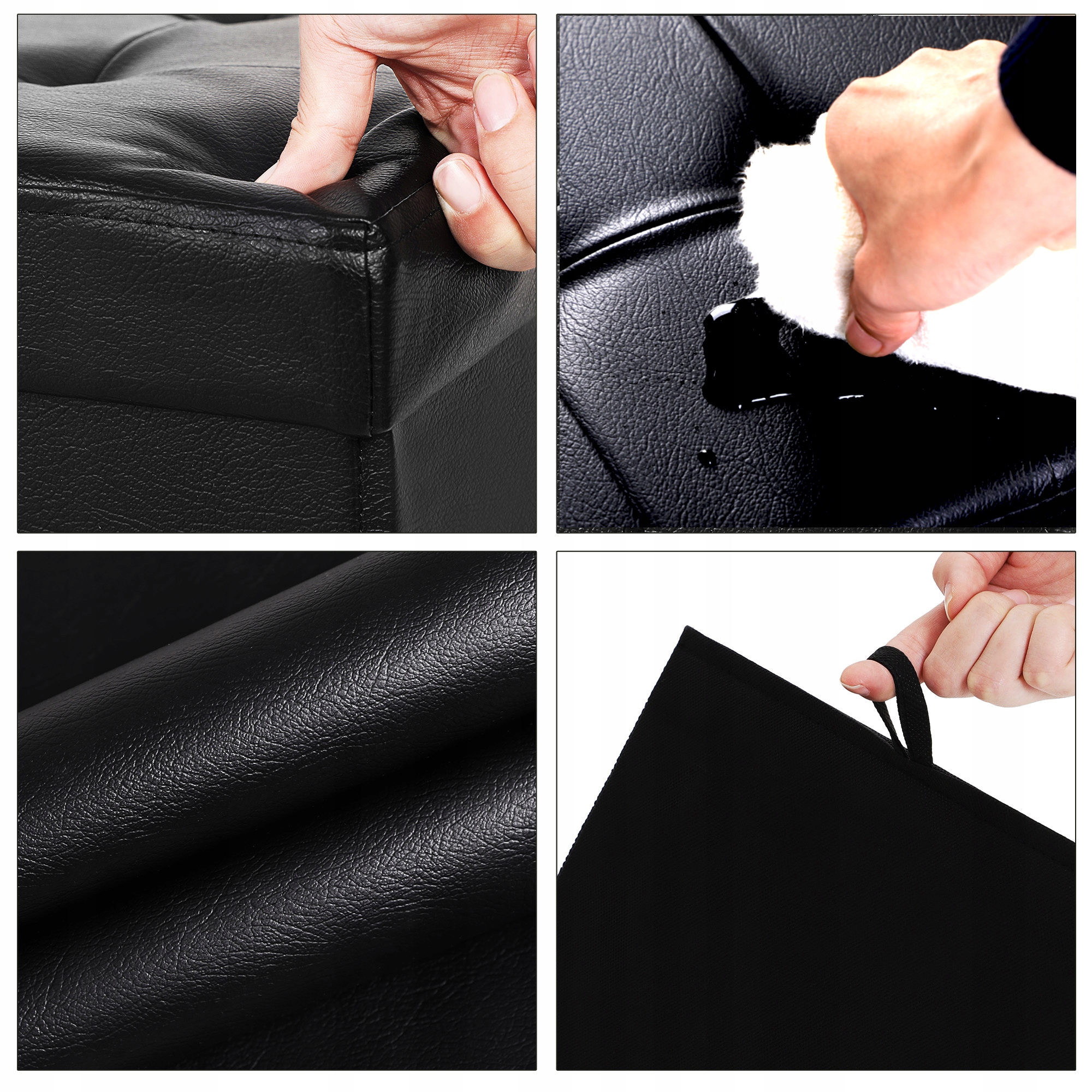 OTWIERANA PUFA SIEDZISKO CZARNE TAPICEROWANA LOFT Szerokość mebla 76 cm