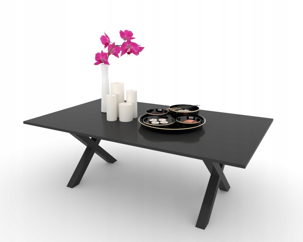 Kávový stolek do obývacího pokoje Lavička X Kávová lavice Nohy Loft Černá Matná 100