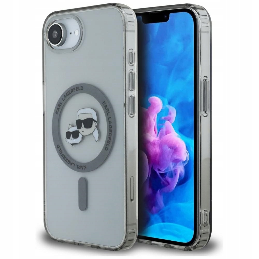Pouzdro Karl Lagerfeld IML Metal Karl & Choupette Heads MagSafe pro iPhone 16e