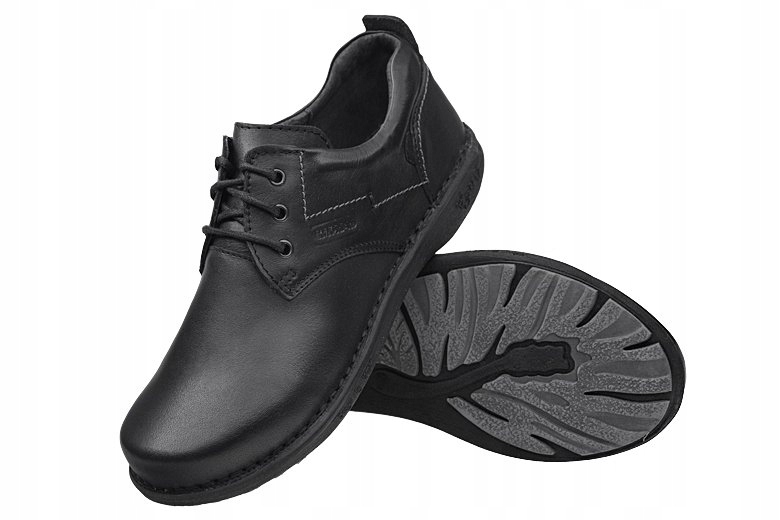 Półbuty KACPER 2-6506 r.40 Czarne SKÓRA Buty PL Rozmiar 40