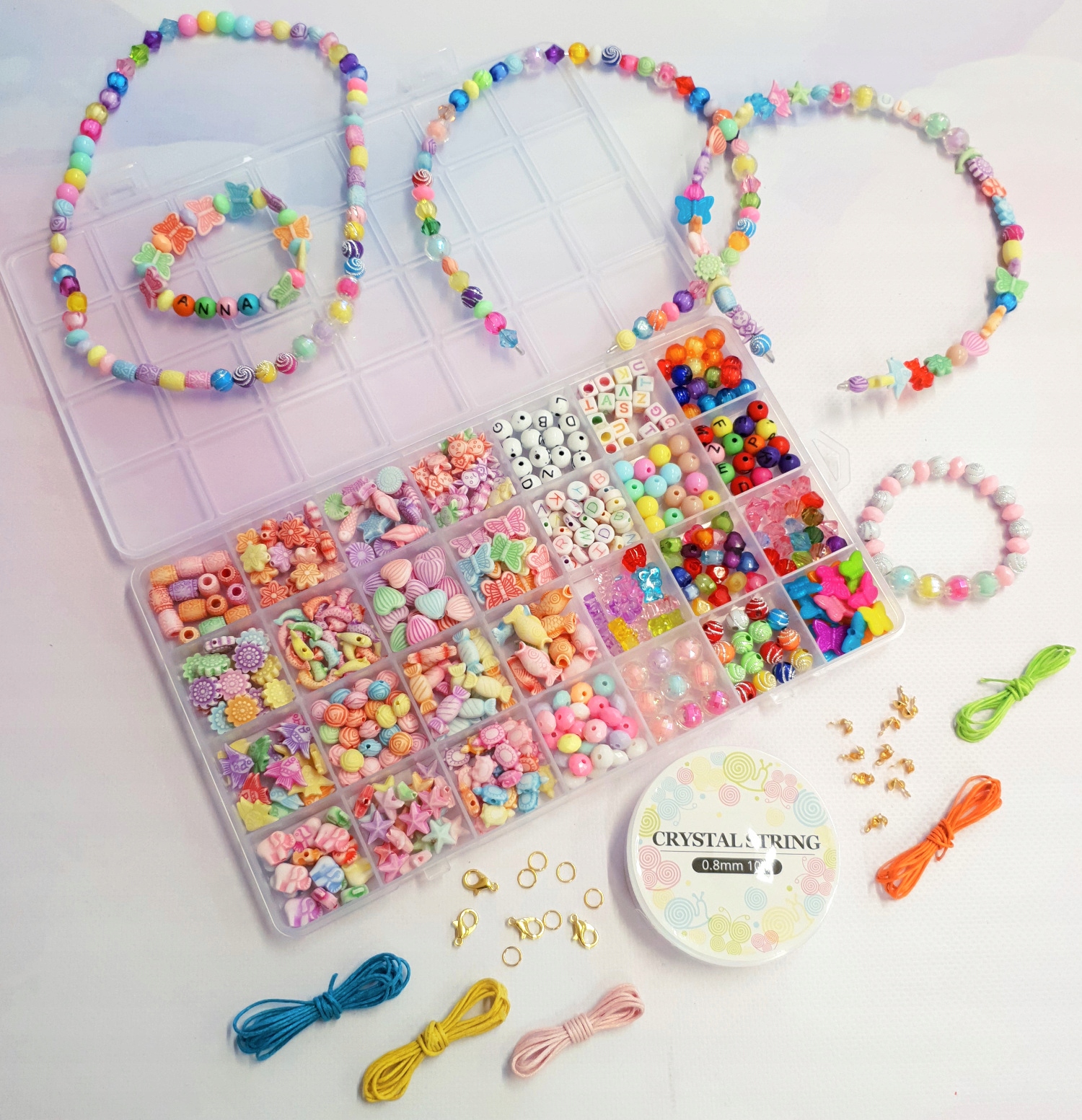 ZESTAW KORALIKÓW DO ROBIENIA BIŻUTERII BRANSOLETEK Materiał inny