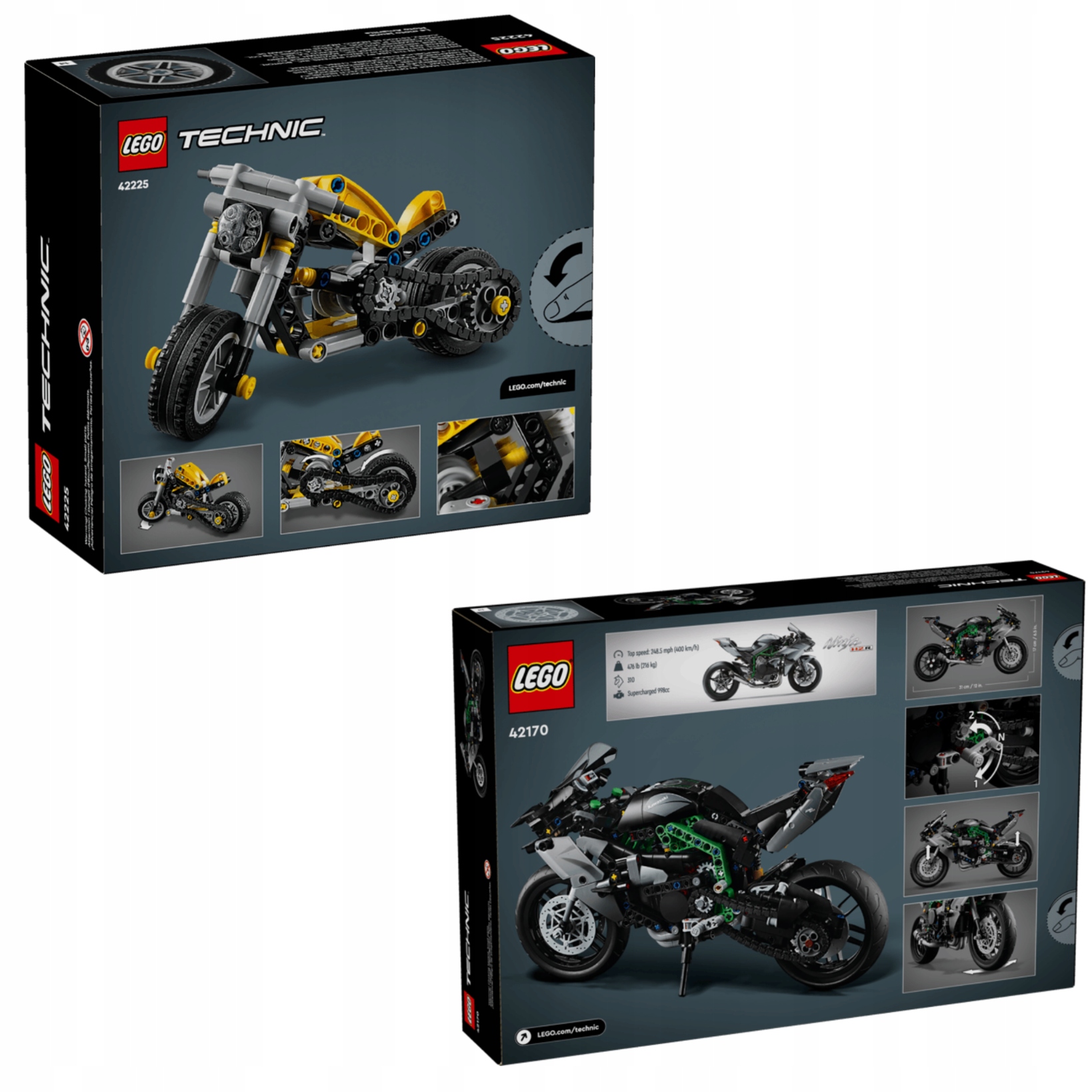 Zestaw Lego Technic 42170 Kawasaki H2R 42225 motocykl 2w1