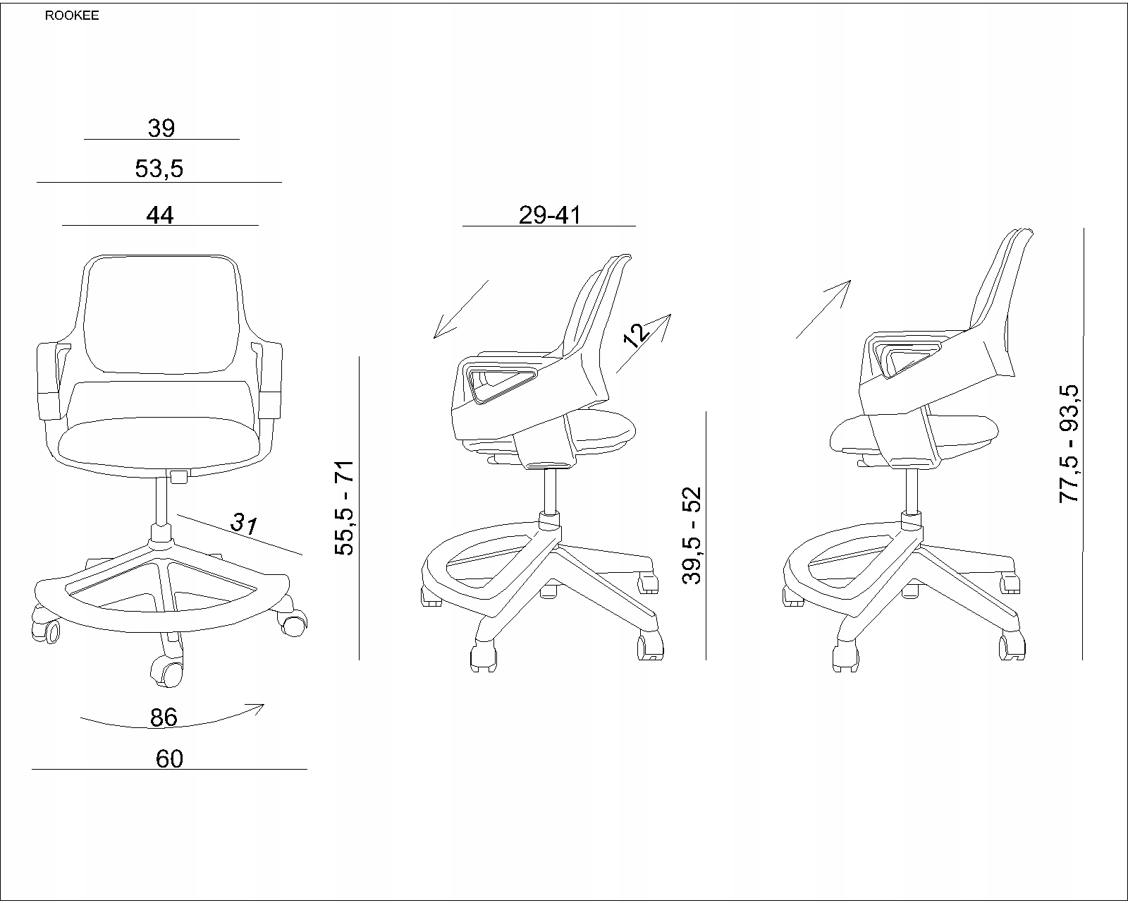 Krzesło młodzieżowe regulowane bogata kolorystyka Kolor korpusu biały