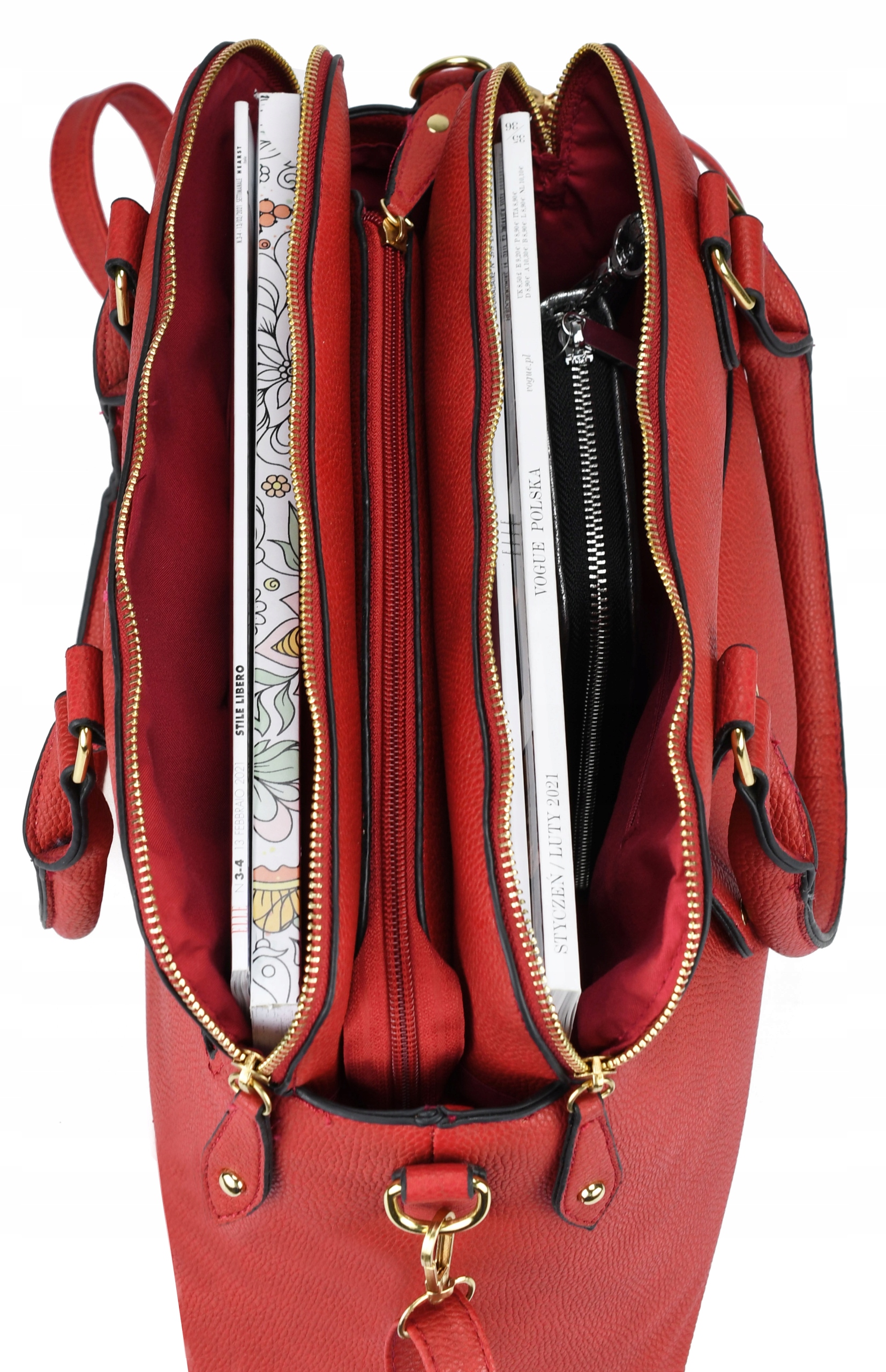 TOREBKA DAMSKA KUFEREK Listonoszka 3 KOMORY CZARNA A4 TOREBKI DAMSKIE FB140 Kolekcja Torebki Damskie