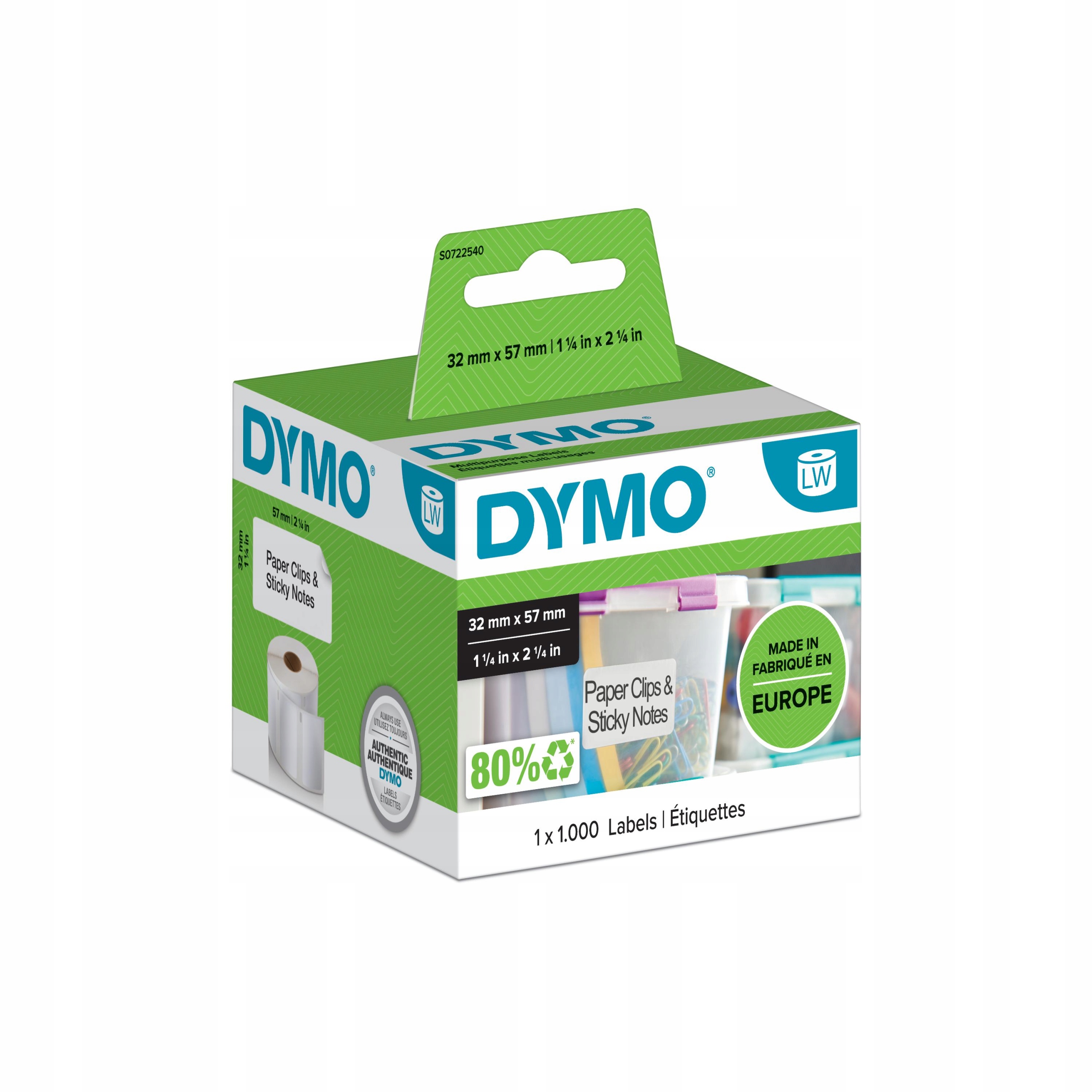 Etykiety do drukarek Dymo 32x57mm białe 1000szt S0722540 11354