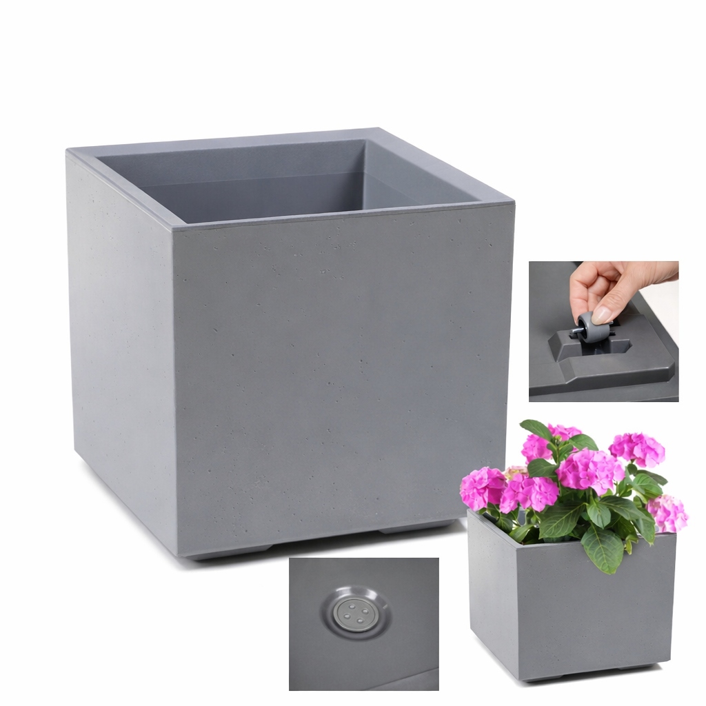 Doniczka na kółkach Karo Eco Recycled 40x40 Szara