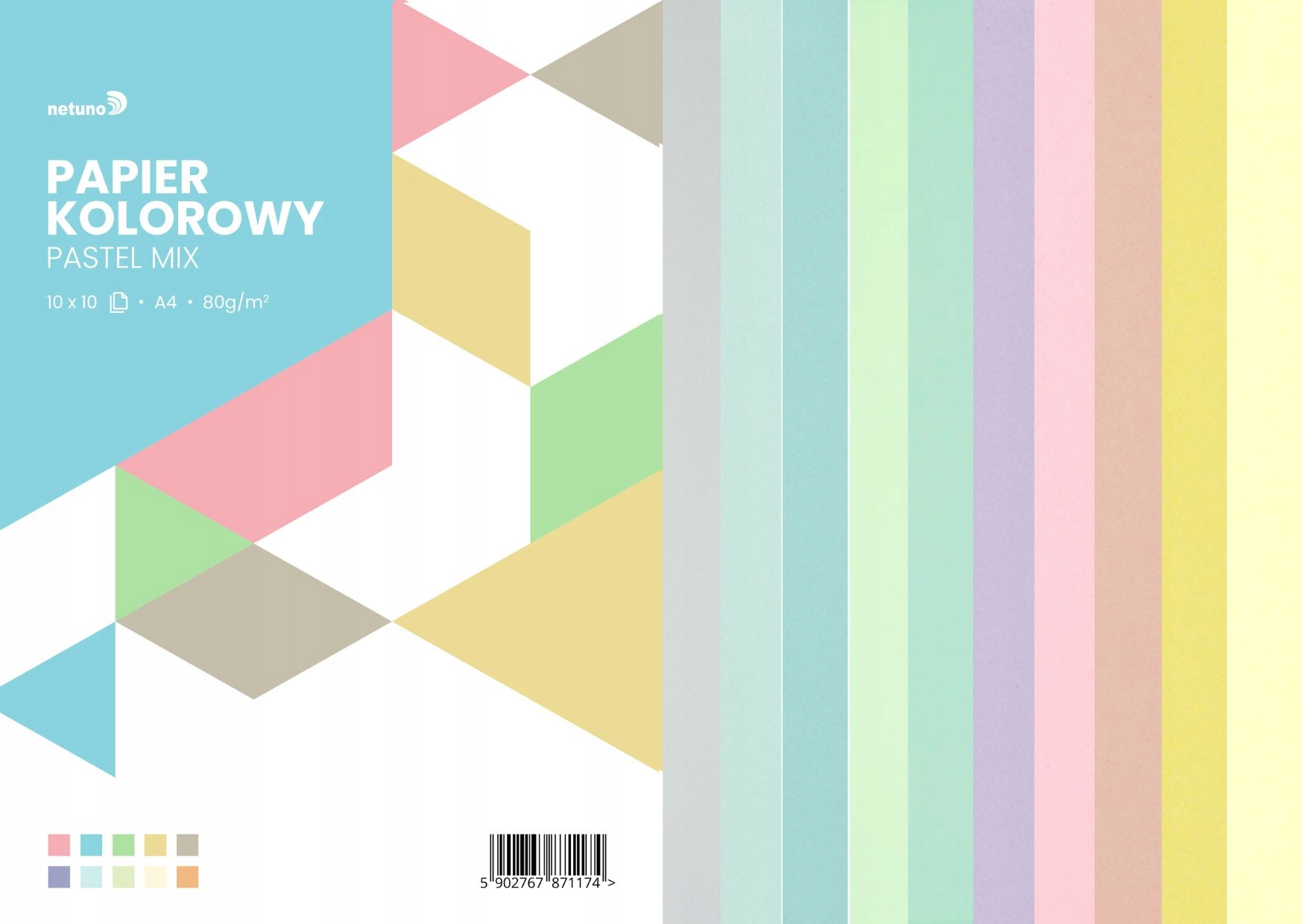

Papier kolorowy mix pastelowy 80g 10x10 kol. A4
