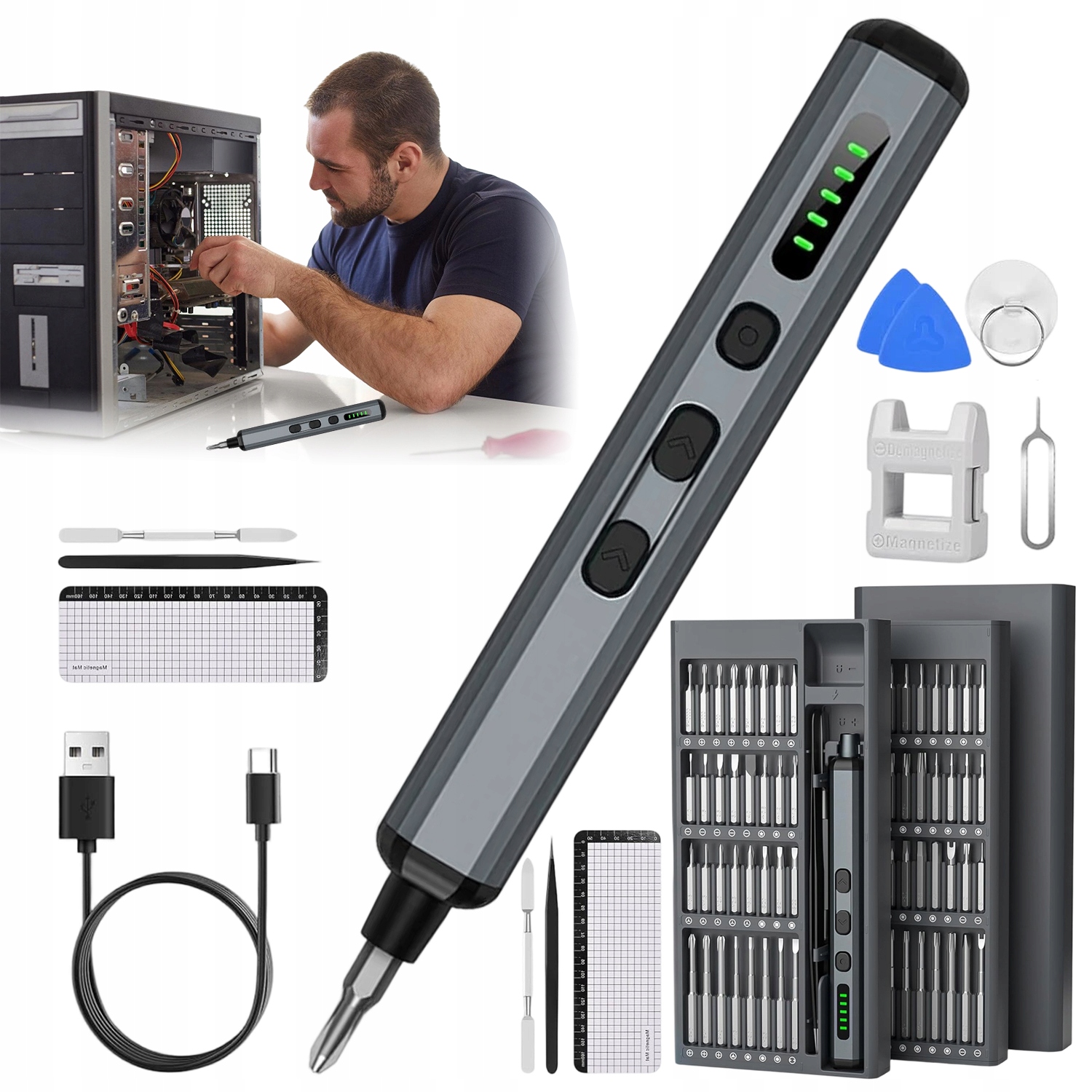 Elektrický Přesný Šroubovák 74V1 S 64 Magnetickými Bity