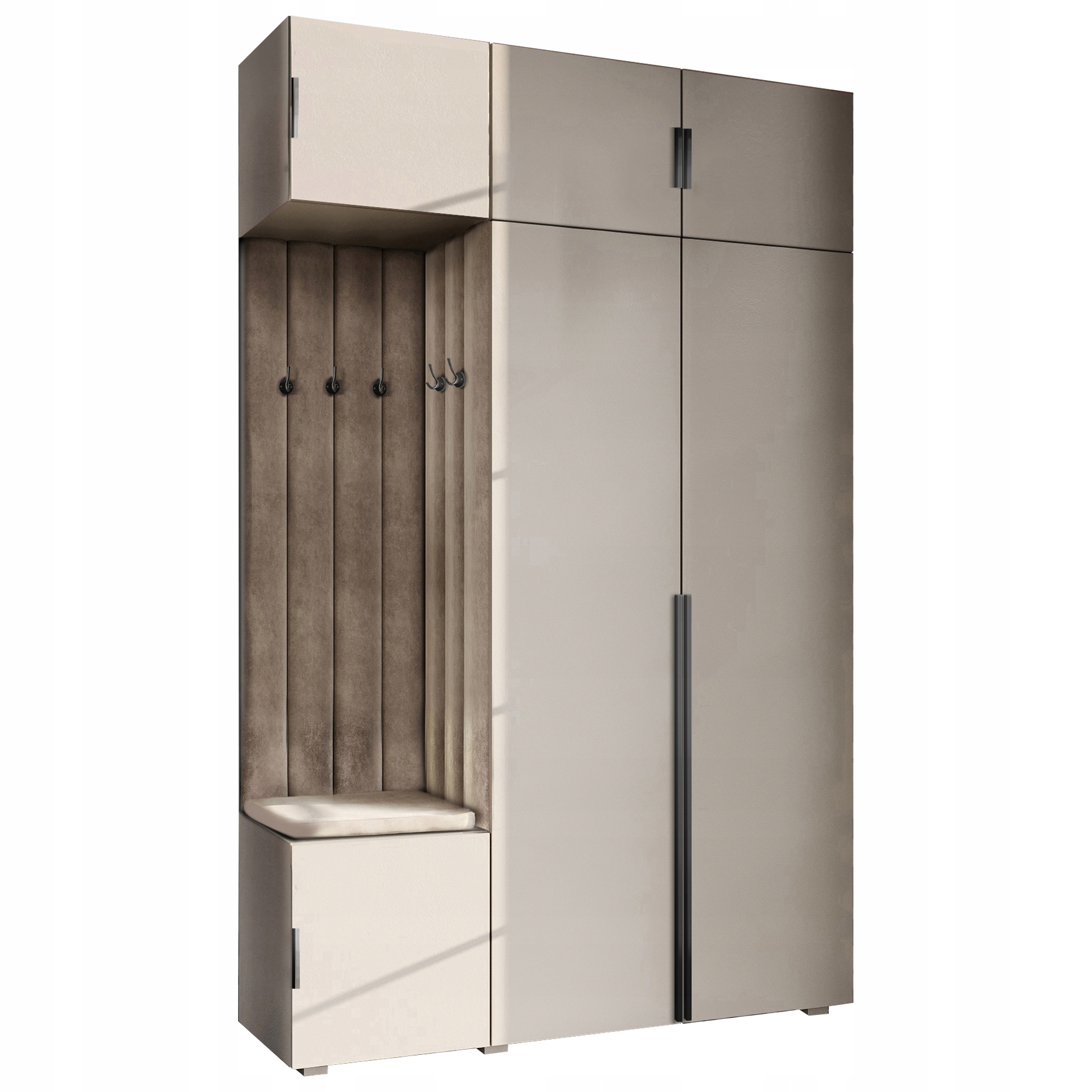 Šatní Skříň Do Předsíně Se Sedákem A Nástavcem Kašmír Hexa Černá 5