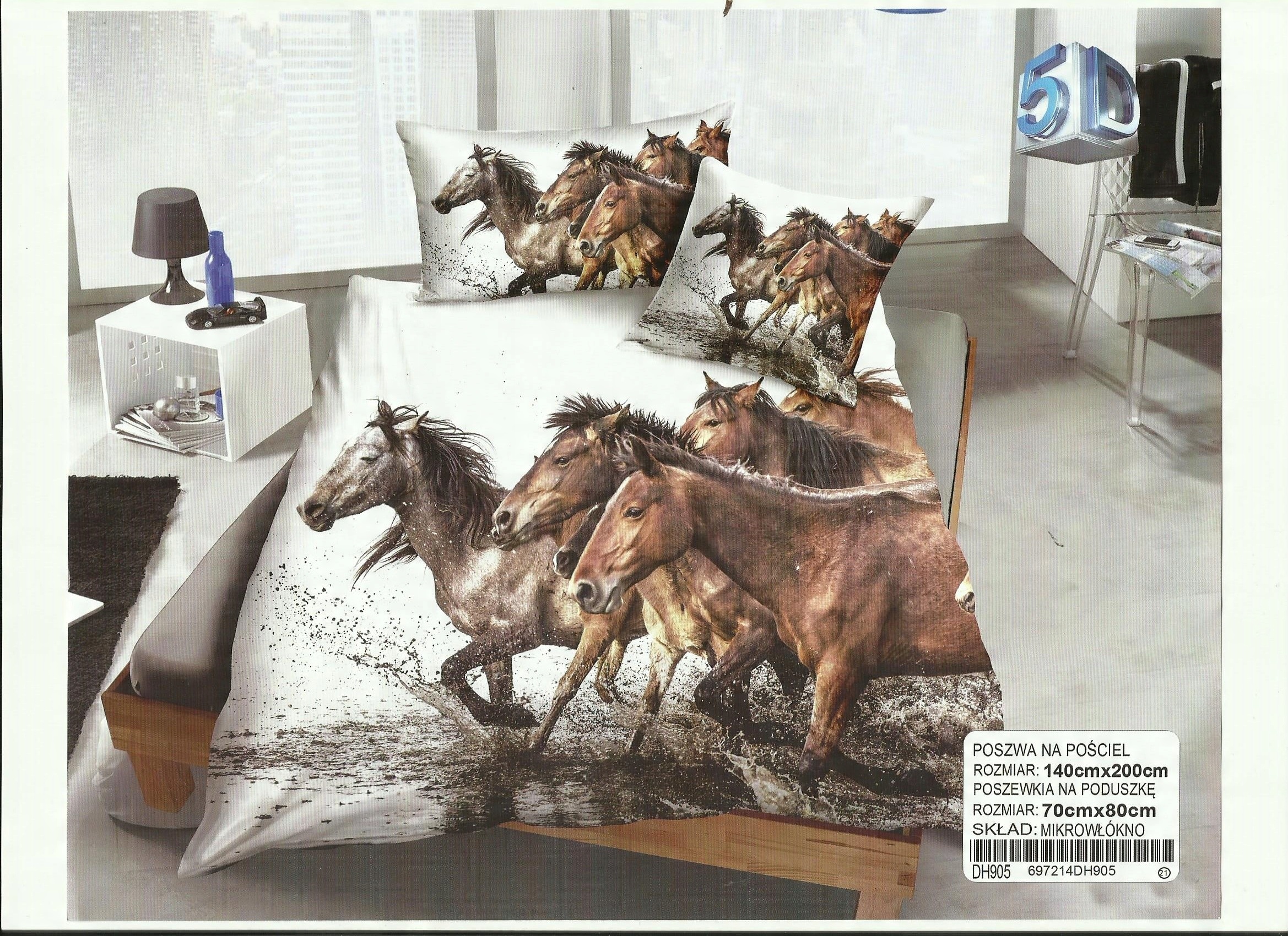 

Nowoczesny Komplet Pościeli 160x200 Tabun Koni 5D