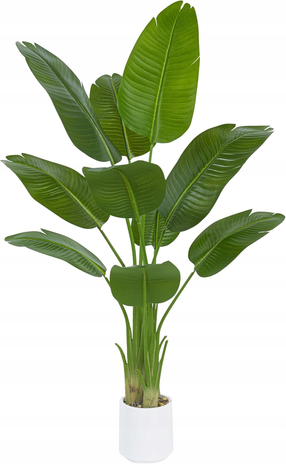 Umelá rastlina Bird of Paradise 120 cm dekoratívna palma v bielom kvetináči
