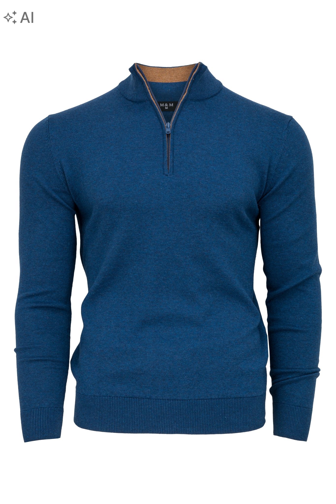 pánský svetr s krátkým zipem M&M pologolf jeans vel XXL