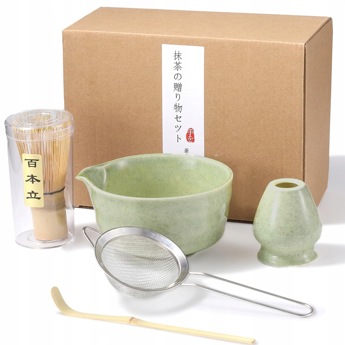 Levně 5ks Tradiční sada Matcha Chasen Chashaku Matchawan