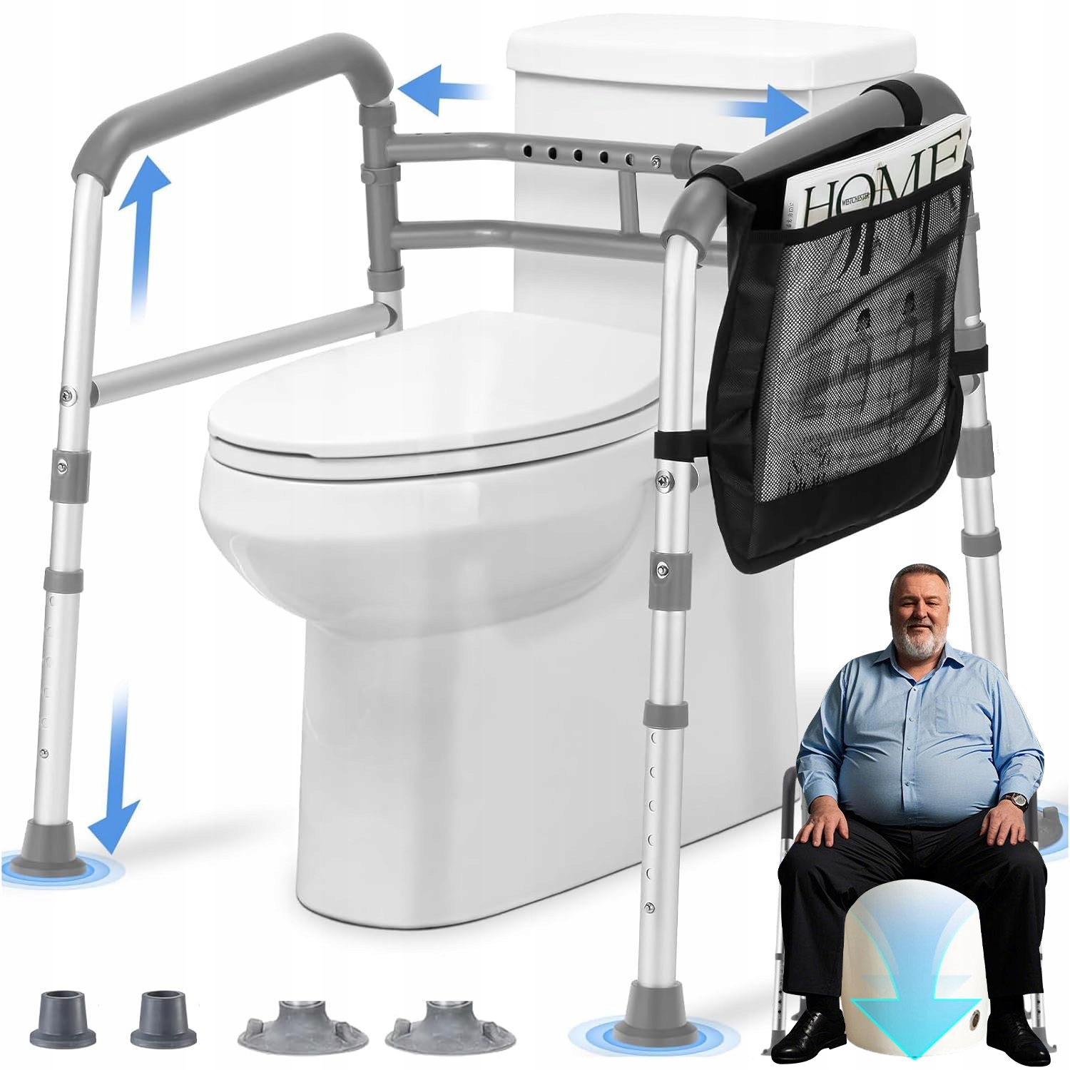 5-POZYCYJNA Podwyższona Deska Poręcz Uchwyt Toalety Dla Niepełnosprawnych