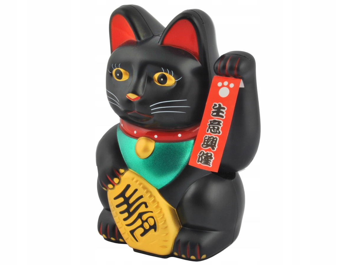 

Japoński Kot Szczęścia Bogactwa Maneki Neko Czarny