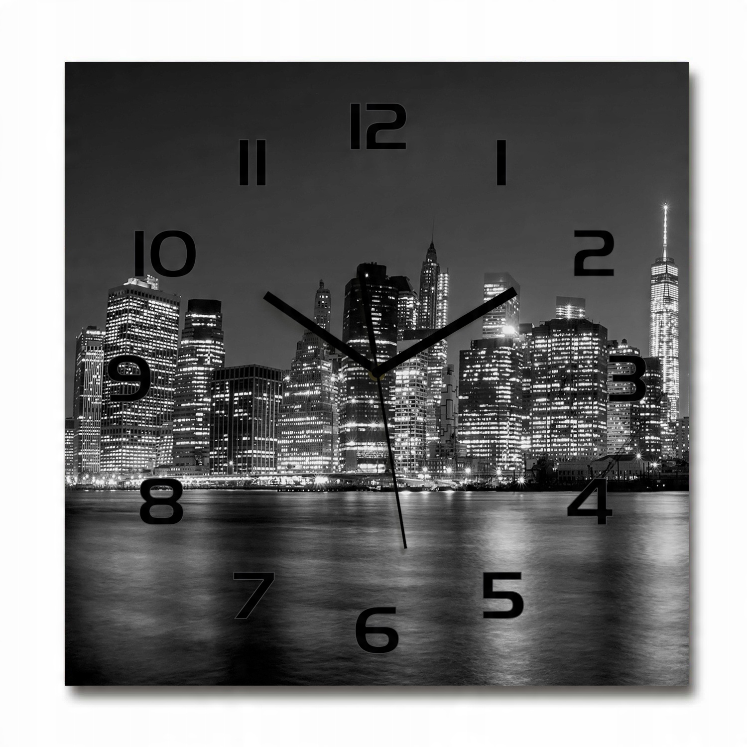 

Zegar ścienny ze szkła, duży Manhattan nocą 60x60