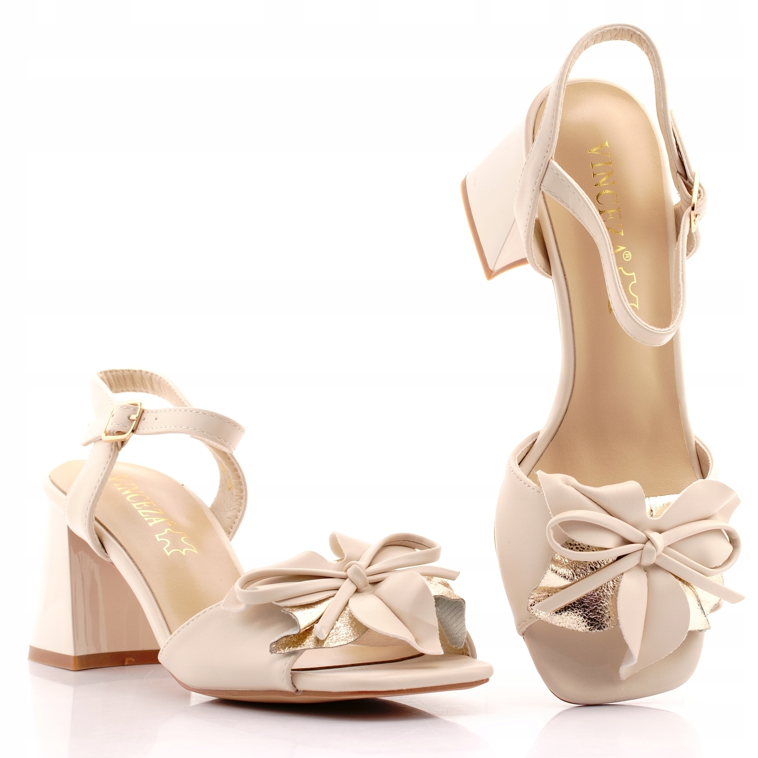 Vinceza Sandały Buty Damskie Wizytowe Na Obcasie Wkładka Skóra 20283 39