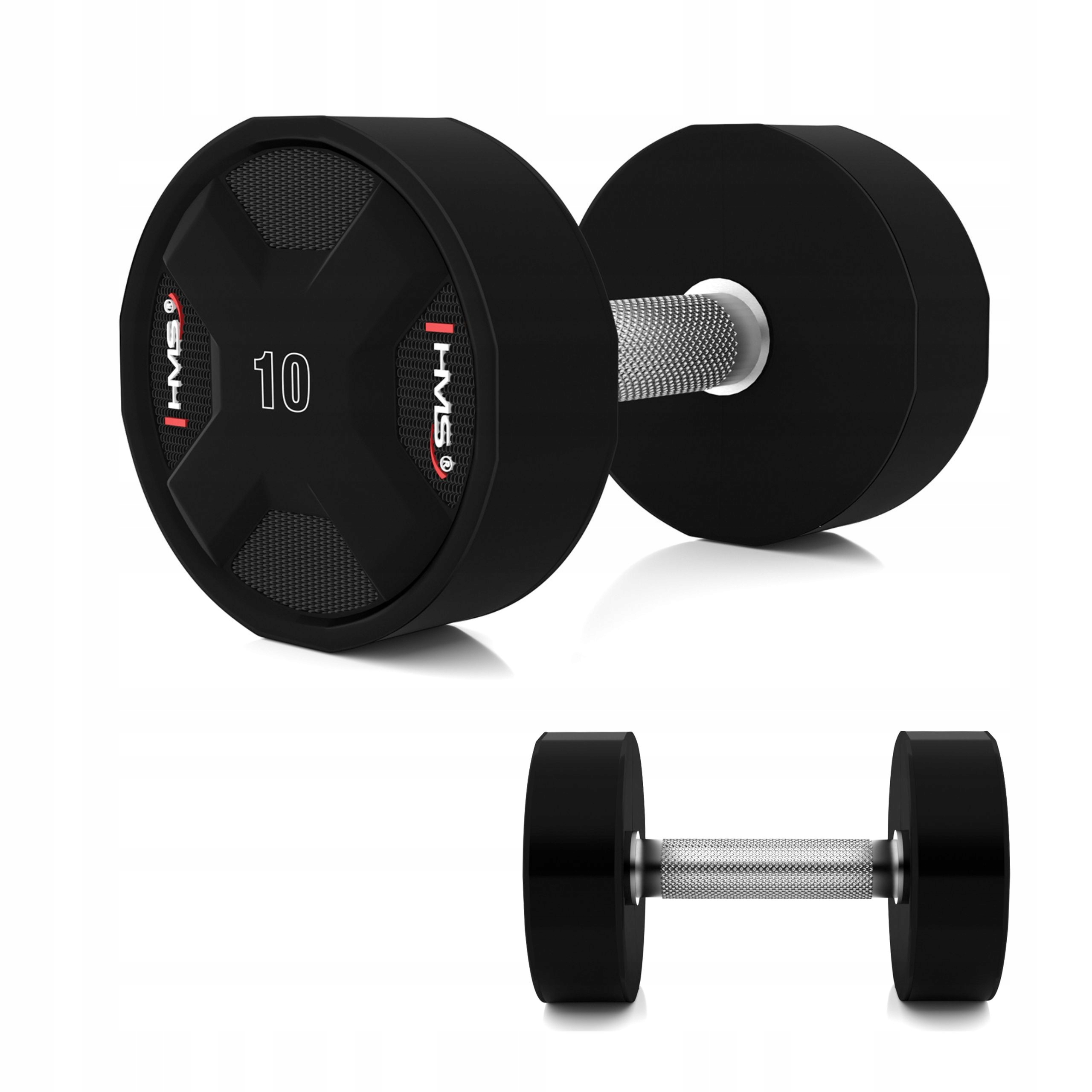 Tréninková činka závaží pro cvičení, rýhovaná, polyuretanová, 10 kg Hms