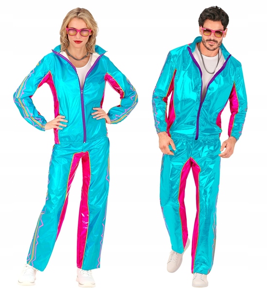 Kostým Teplákovka Metallic Modrý Disco Léta 80 XXL