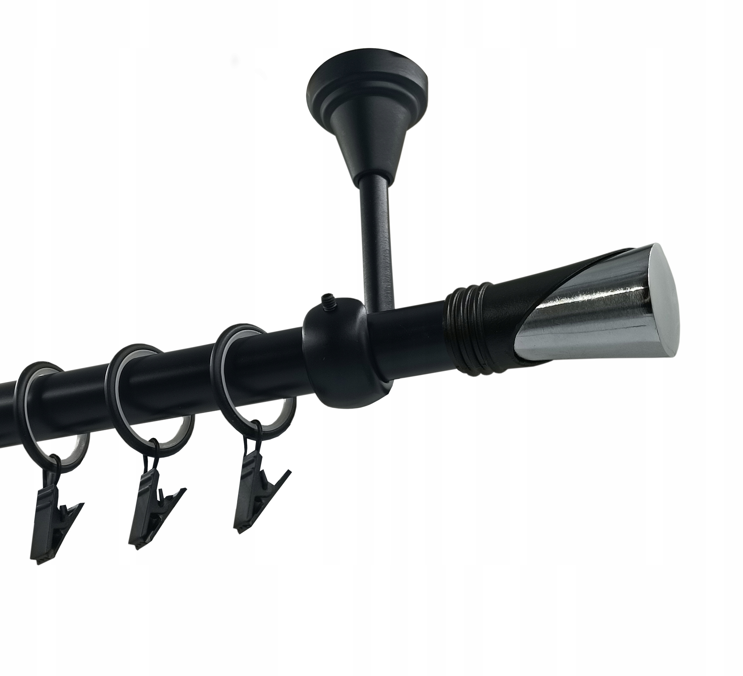 Karnisz pojedynczy METALOWY SUFITOWY 19mm CZARNY MAT 480cm VEGA