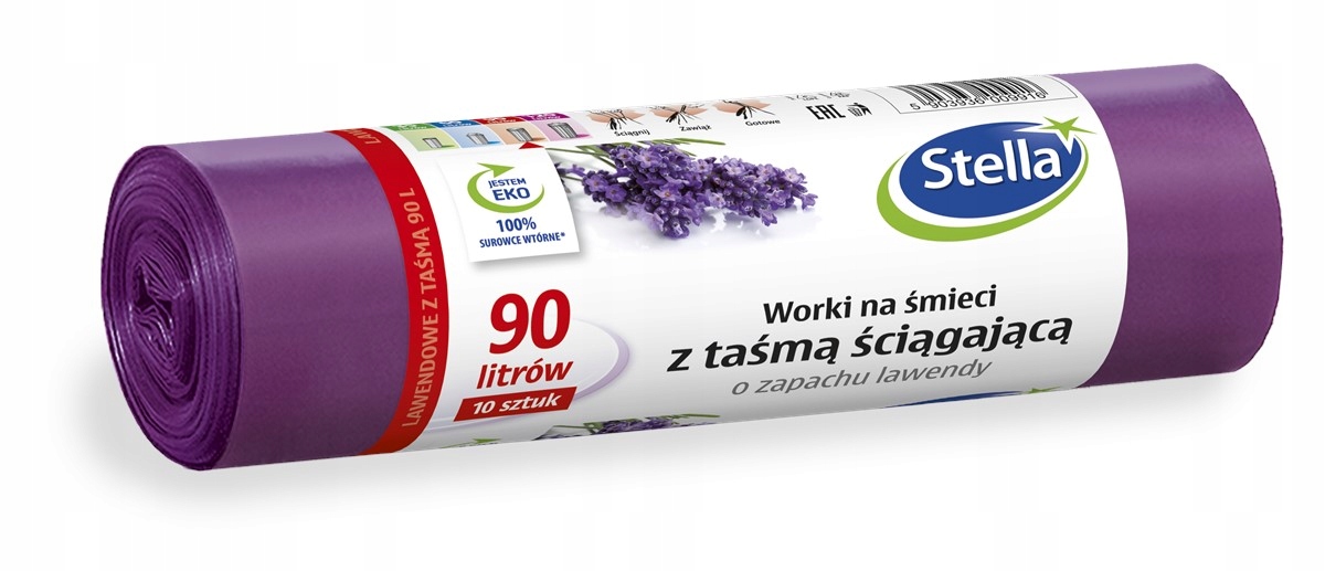 

Worki Na Śmieci Z Taśmą Zapach Lawendy 90L 10szt