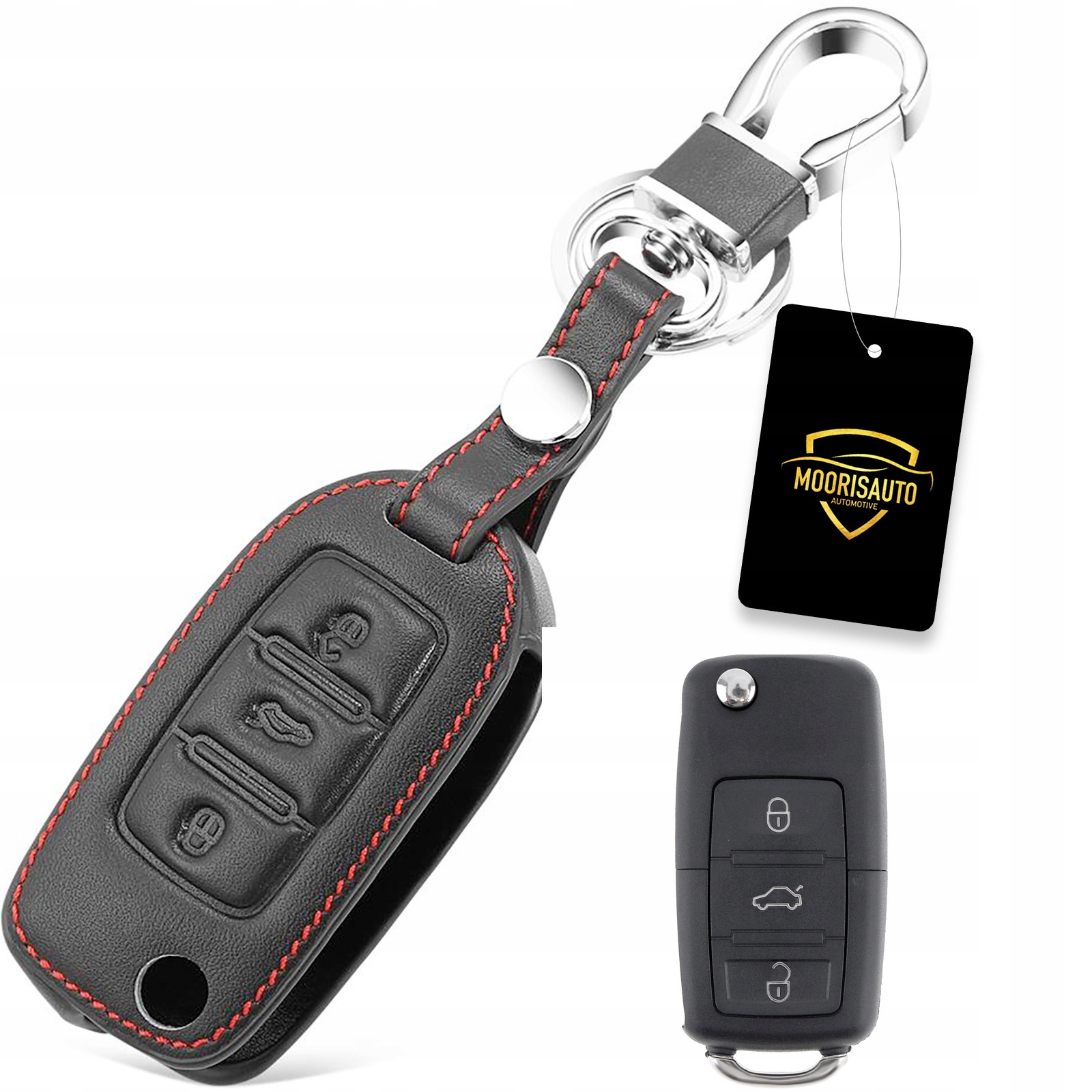 Skórzane etui pokrowiec na kluczyk Vw Passat Seat Ibiza Skoda Fabia Rapid