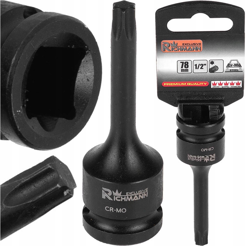 Nasadka Udarowa Torx 1/2" Cala Do Klucza Udarowego TX40 T40 Cr-mo Dł. 78 MM
