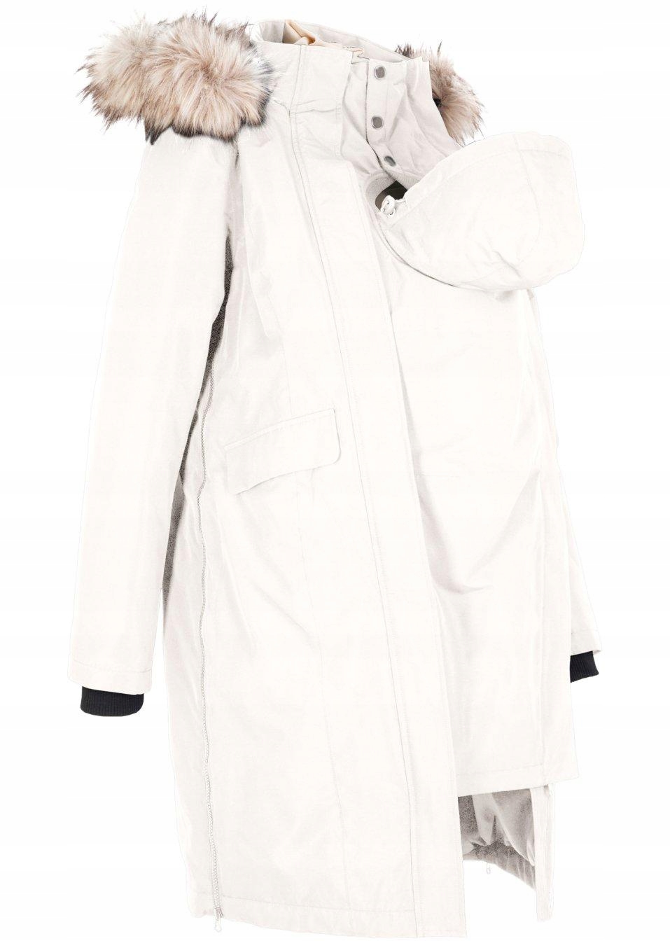 BPC BEŻOWY PŁASZCZ Z KAPTUREM FUTERKO 38 M Kolor beżowy