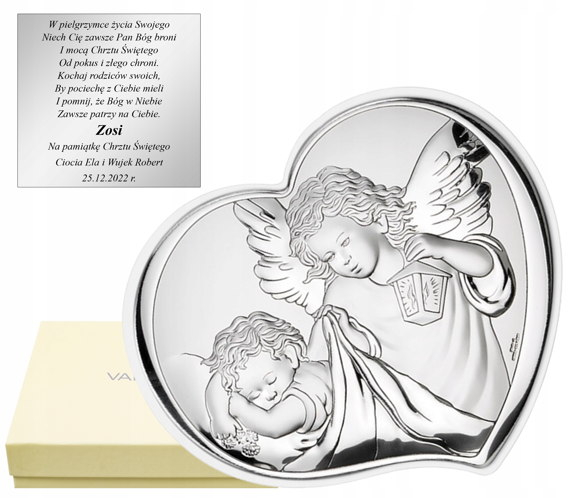 Stříbrný Obrázek dárek Křest Svaté Přijímání Gravírování