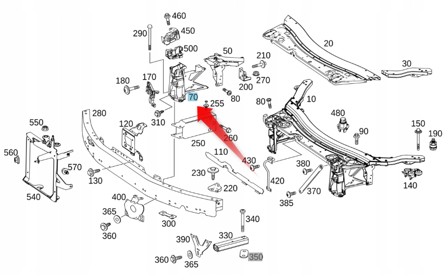 Držák předního pásu Mercedes Glc A2536203900