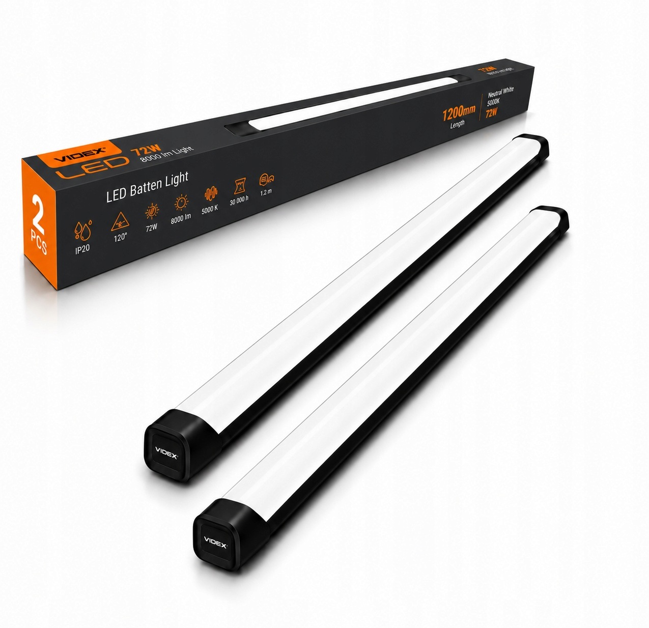 2x Led stropní svítidlo Hermetické svítidlo do garáže Dílna 72W 5000K 120 cm