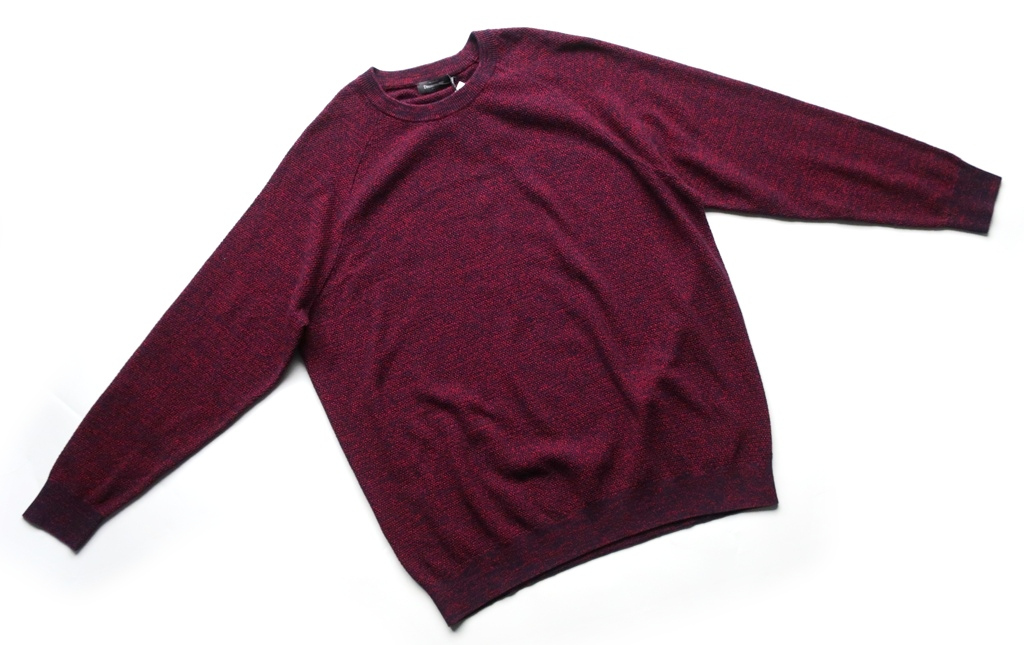 Dressmann 5XL Bavlněný Svetr 100% Bavlna, Modrý Červený Melír