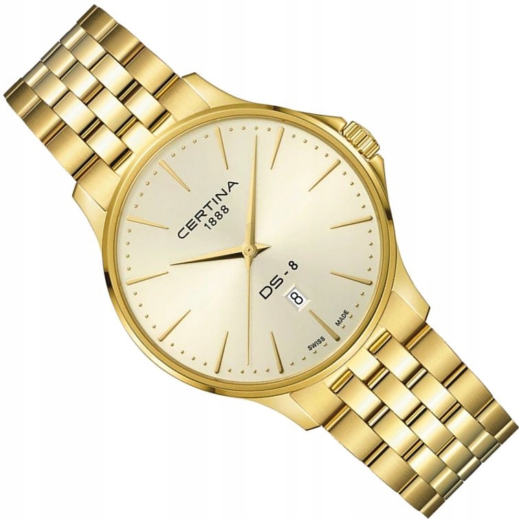 Zlaté Švýcarské Pánské Hodinky Certina C045.410.33.361.00 S Datem Ø40 mm