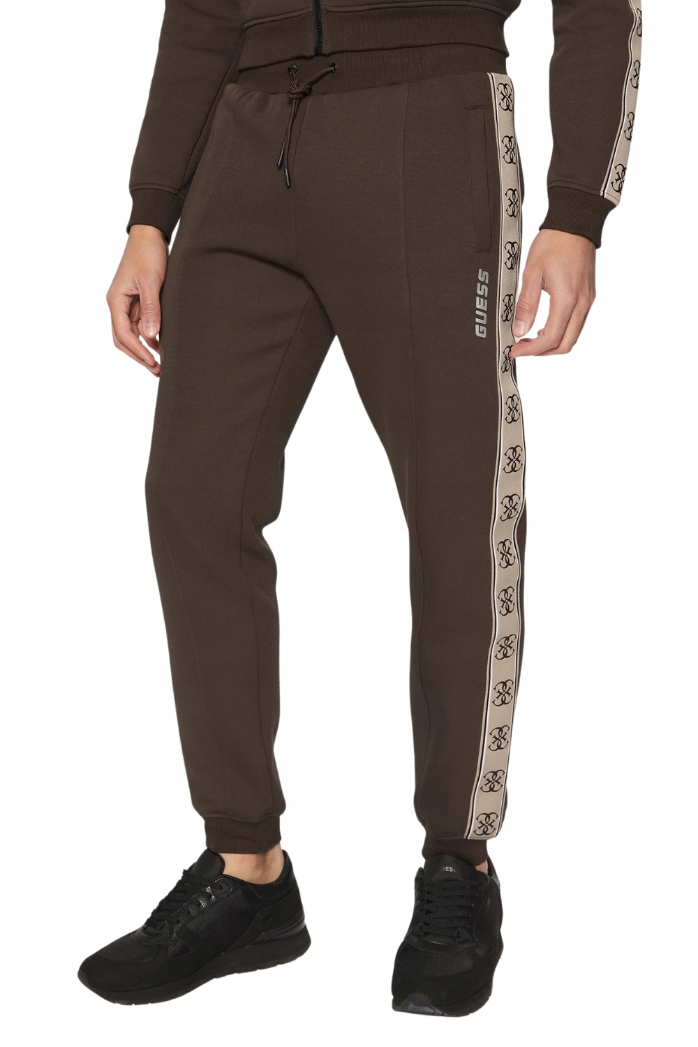 Guess Hnědé pánské tepláky s lampasy Mickey L