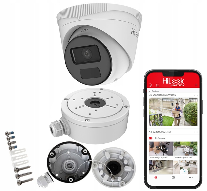 4Mpx Ip kamera IPCAM-T4-P montážna skrinka Aplikácia HiLook od Hikvision