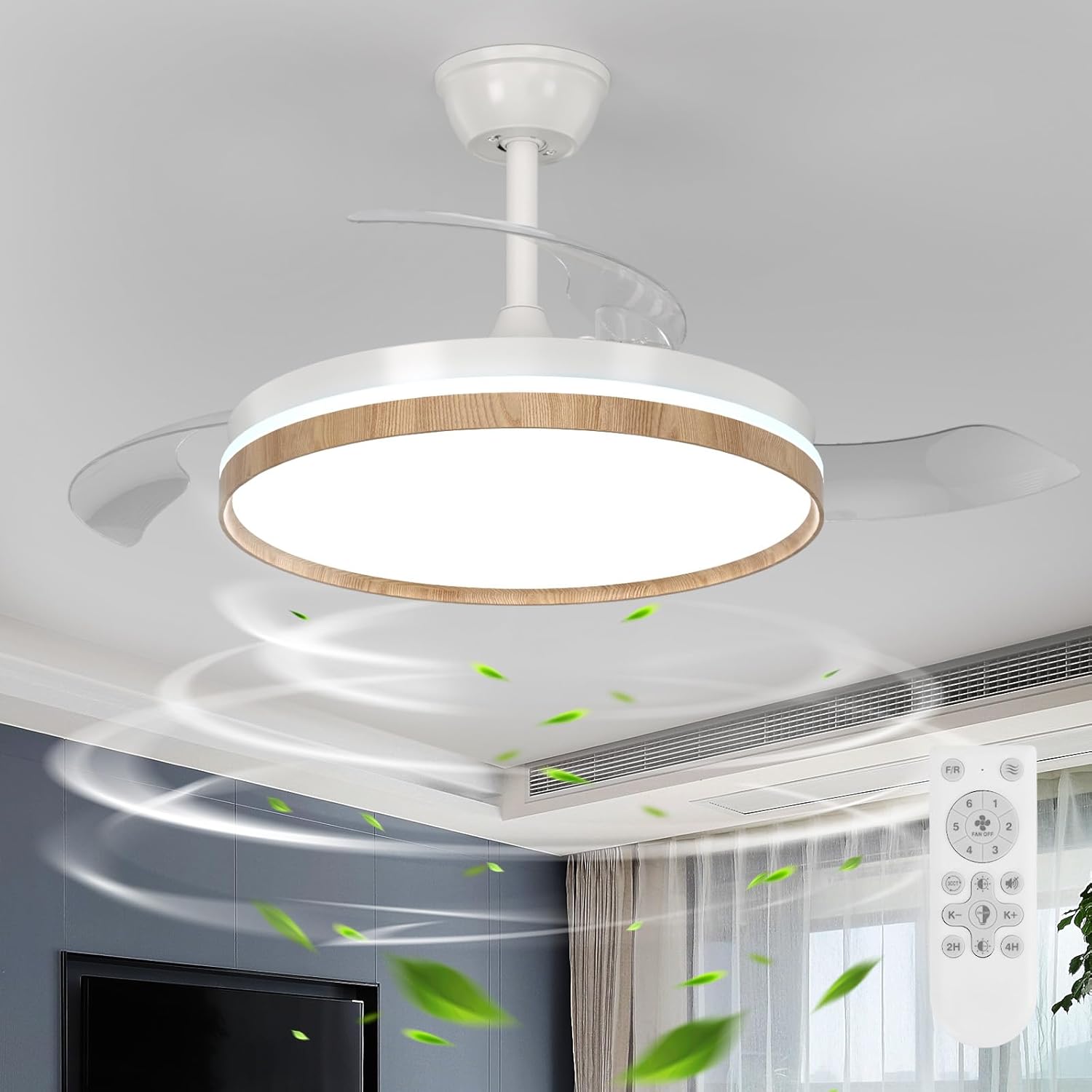 Stropný ventilátor s osvetlením, 34" rozkladací stropný ventilátor