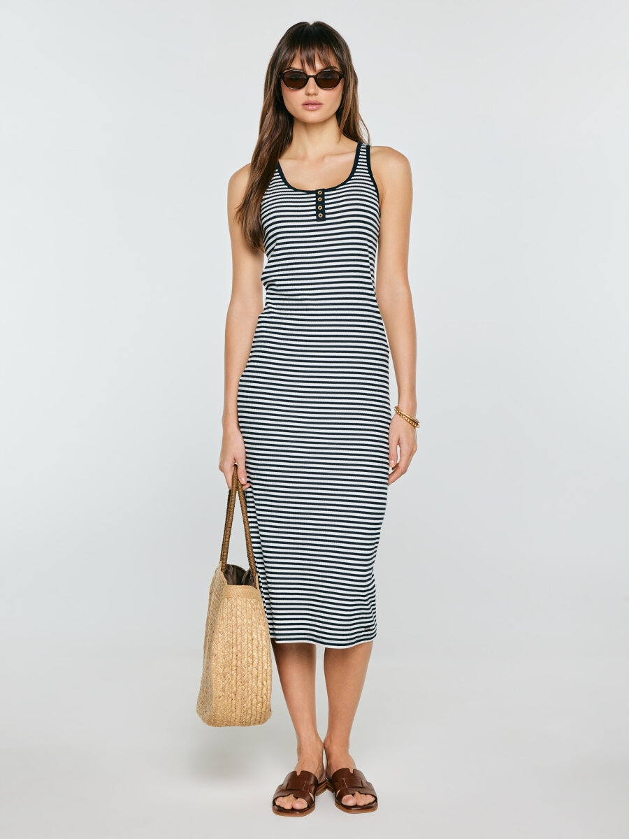 Big Star Šaty s bílými pruhy, tmavě modrá, Yunna 403 S