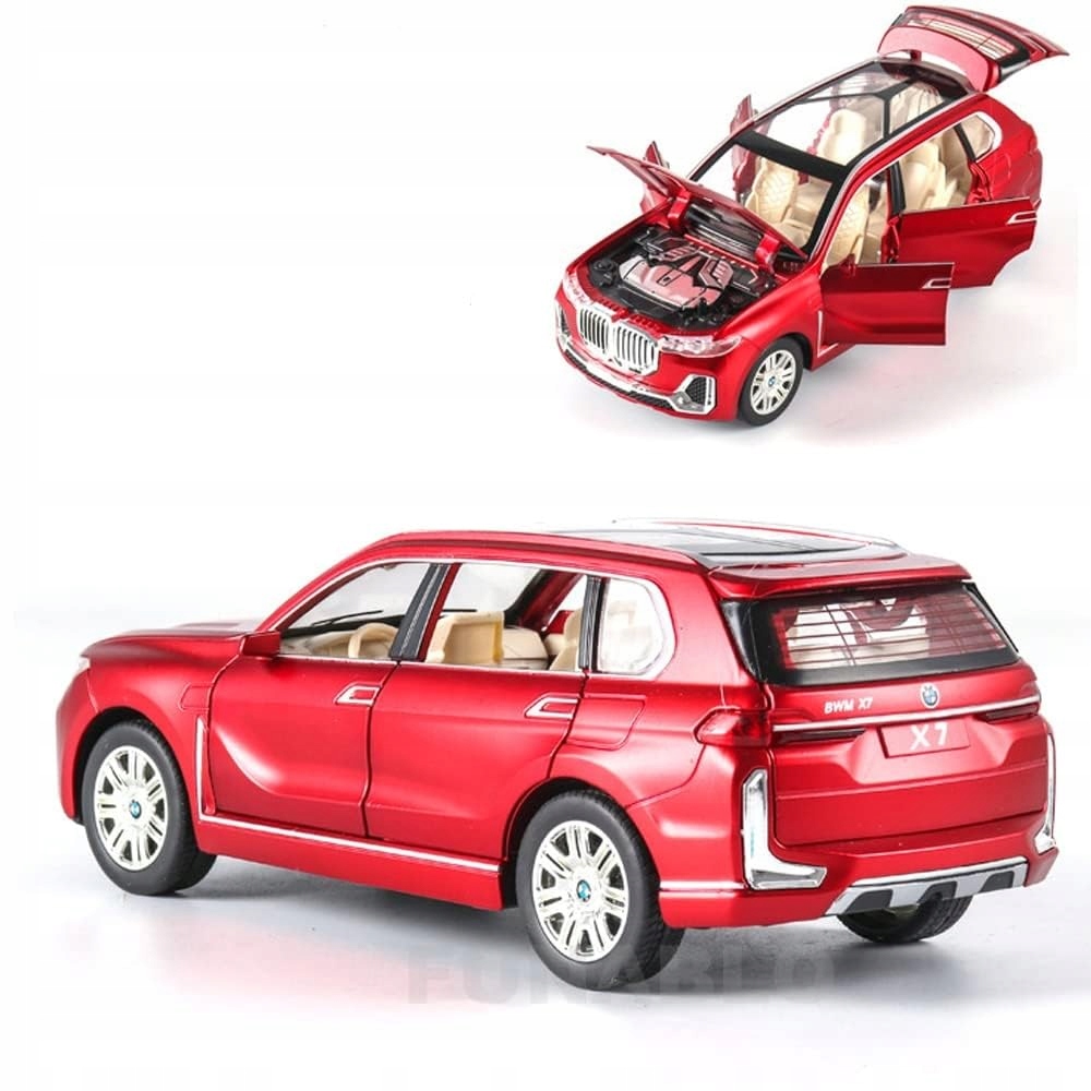 Model samochodu 1:24 SUV BMW X7 Czerwona Metalowa Model 79799843
