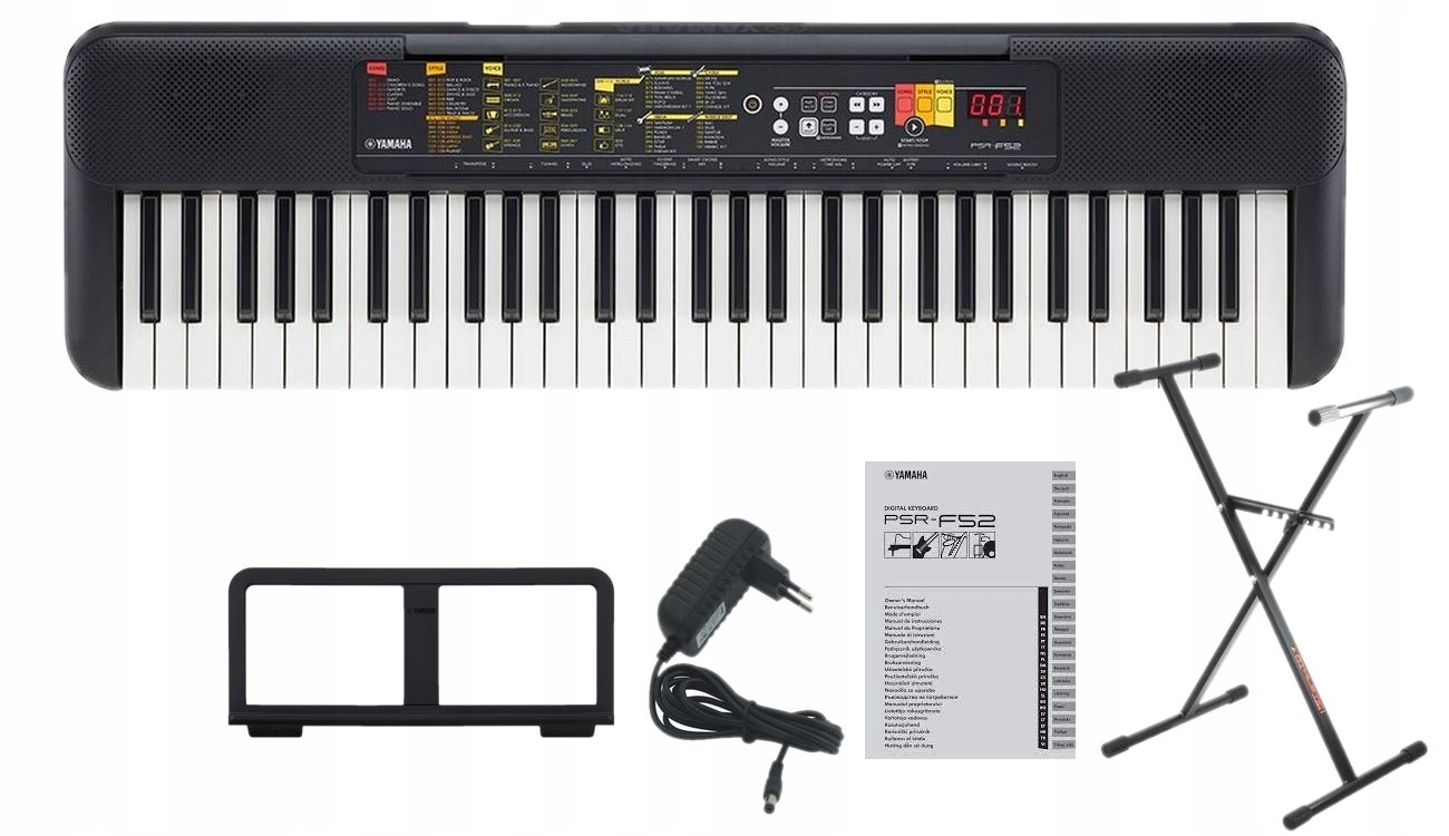 YAMAHA PSR F-52 KEYBOARD KLAWISZ + STATYW + KURS