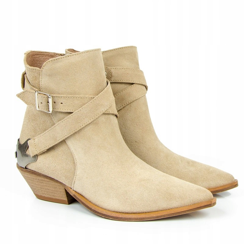 Carinii B8197 Kotníkové Boty Jarní Semišová Kůže Béžová 37